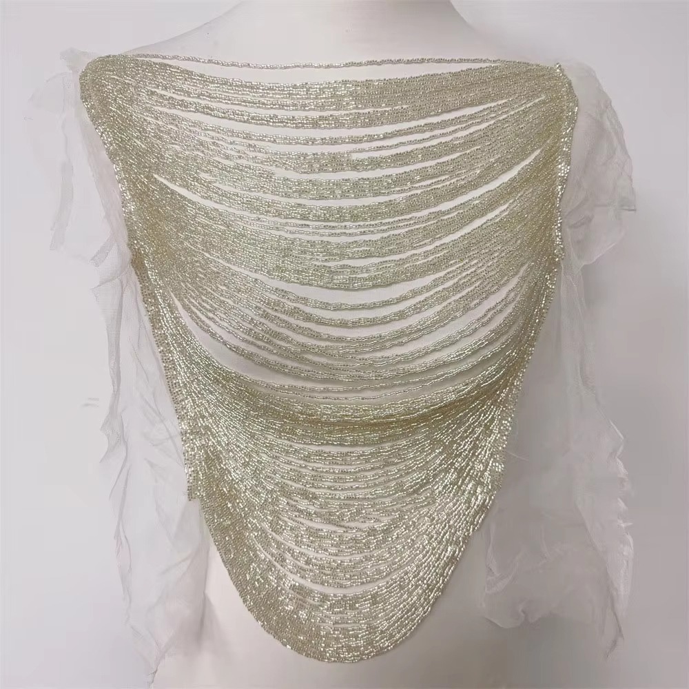 Beaded Trim Fringe - Raffinata Applicazione Multistrato con Nappe e
